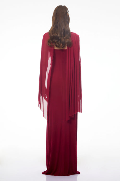 Maddalena Maxi Dress Red Off Shoulder Ruched