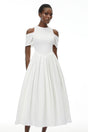 Ophelia White Pleated Midi Dress with Selftie
