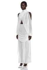 Ophelia White Turtleneck Ruched Top  Skirt Set
