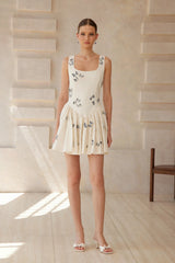 Ophélie White Butterfly Embroidered Mini Dress