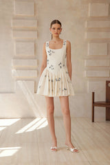 Ophélie White Butterfly Embroidered Mini Dress