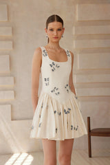 Ophélie White Butterfly Embroidered Mini Dress