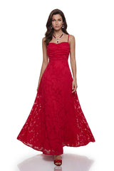 Oriane Red Floral Lace Maxi Dress