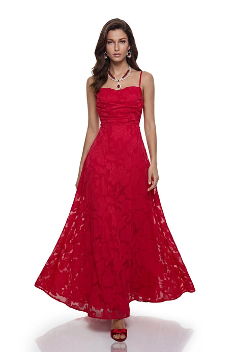 Carla Maxi Dress Red Floral Lace