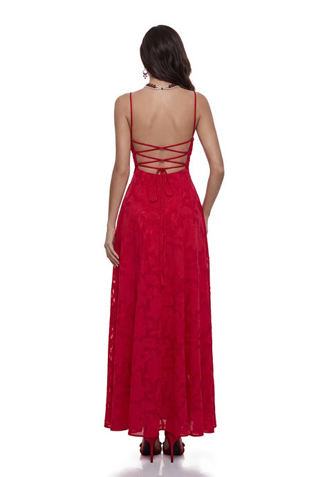 Carla Maxi Dress Red Floral Lace