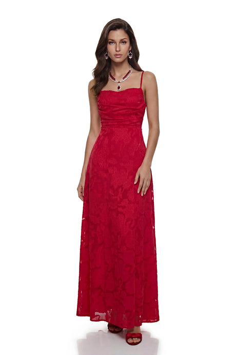 Carla Maxi Dress Red Floral Lace