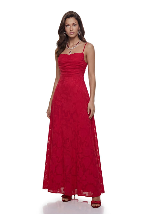 Carla Maxi Dress Red Floral Lace