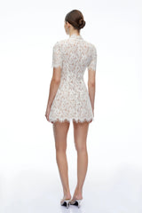 Orinthia White VNeck Lace Mini Dress