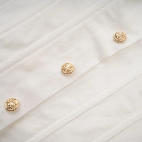 Riccarda Dress White Cinched-Waist Pleated Mini Shirt