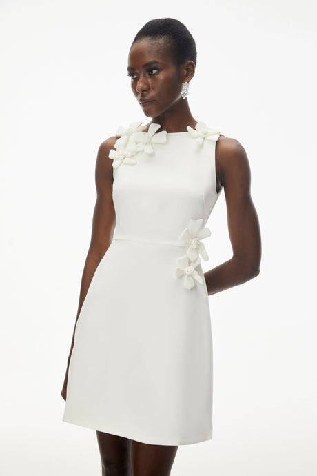 Rinata Mini Dress White with 3D Petals