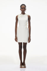 Orli White Mini Dress with 3D Petals