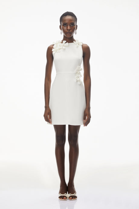 Rinata Mini Dress White with 3D Petals
