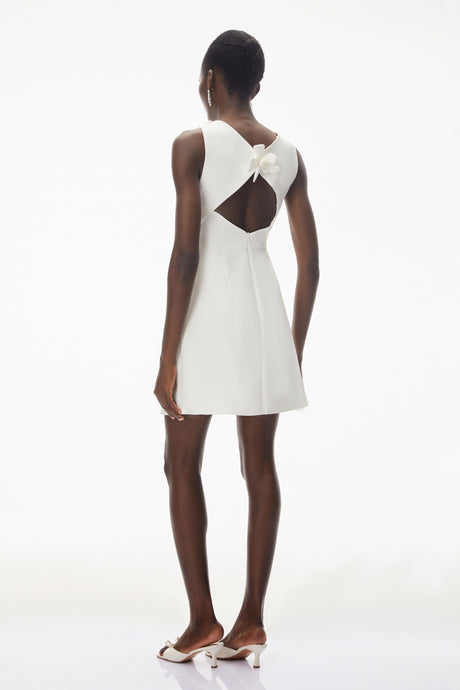 Rinata Mini Dress White with 3D Petals