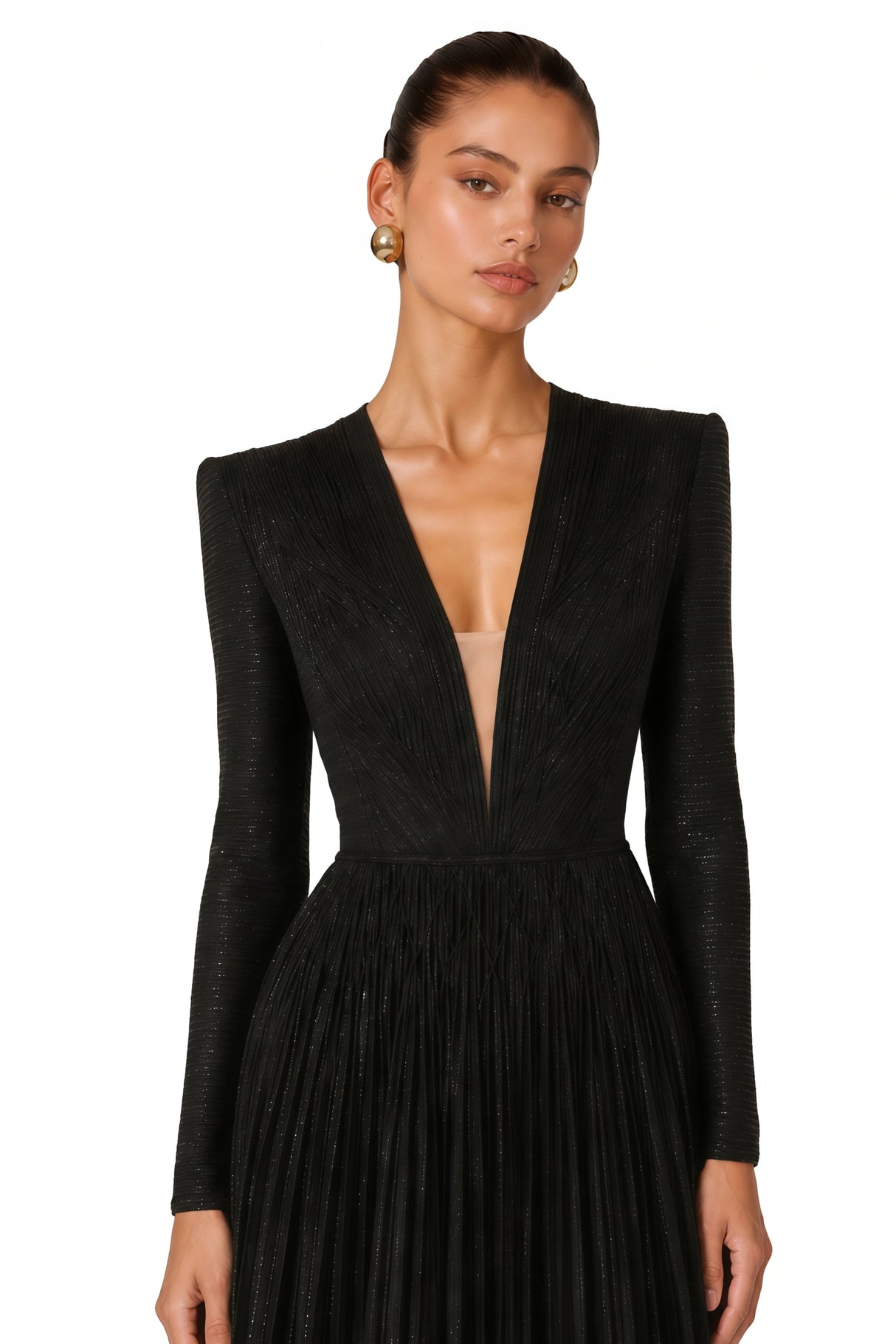 Ortensia Black Braided Pleated Tweed Mini Dress