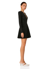 Ortensia Black Braided Pleated Tweed Mini Dress