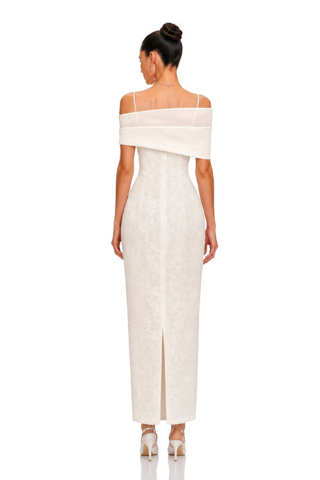 Felicity Maxi Dress Neutral Floral Lace Pencil