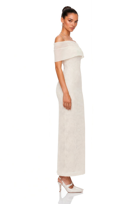 Felicity Maxi Dress Neutral Floral Lace Pencil