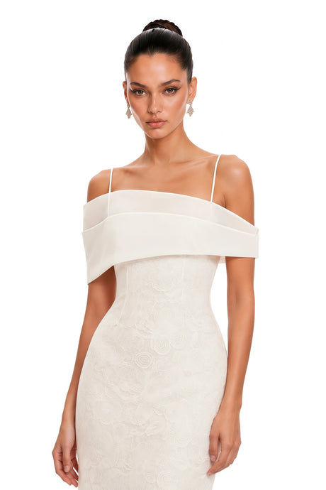 Felicity Maxi Dress Neutral Floral Lace Pencil