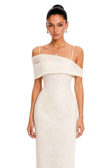 Ortensia Neutral Floral Lace Pencil Maxi Dress