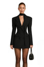 Osanne Black Double Breasted Blazer Mini Dress