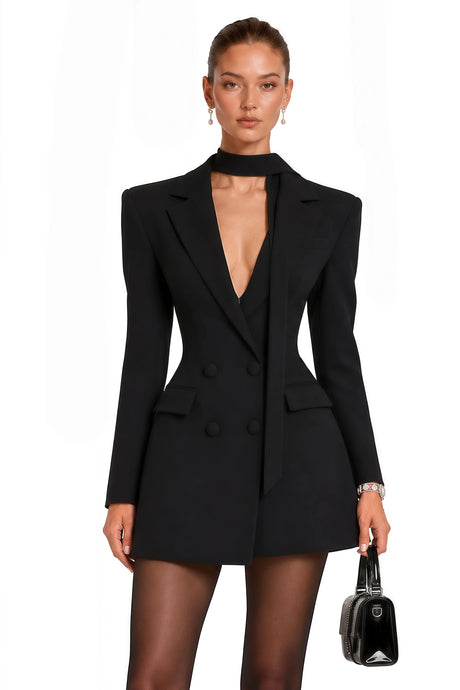 Adelina Mini Dress Black Double Breasted Blazer