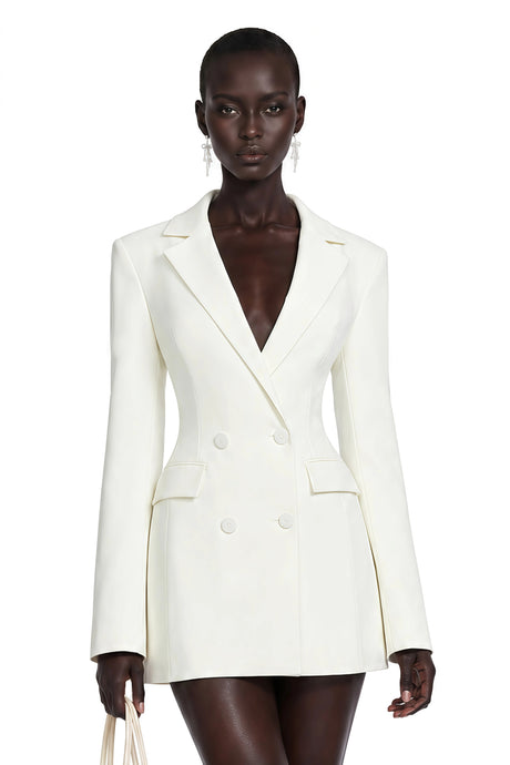Elaina Mini Dress White Double Breasted Blazer