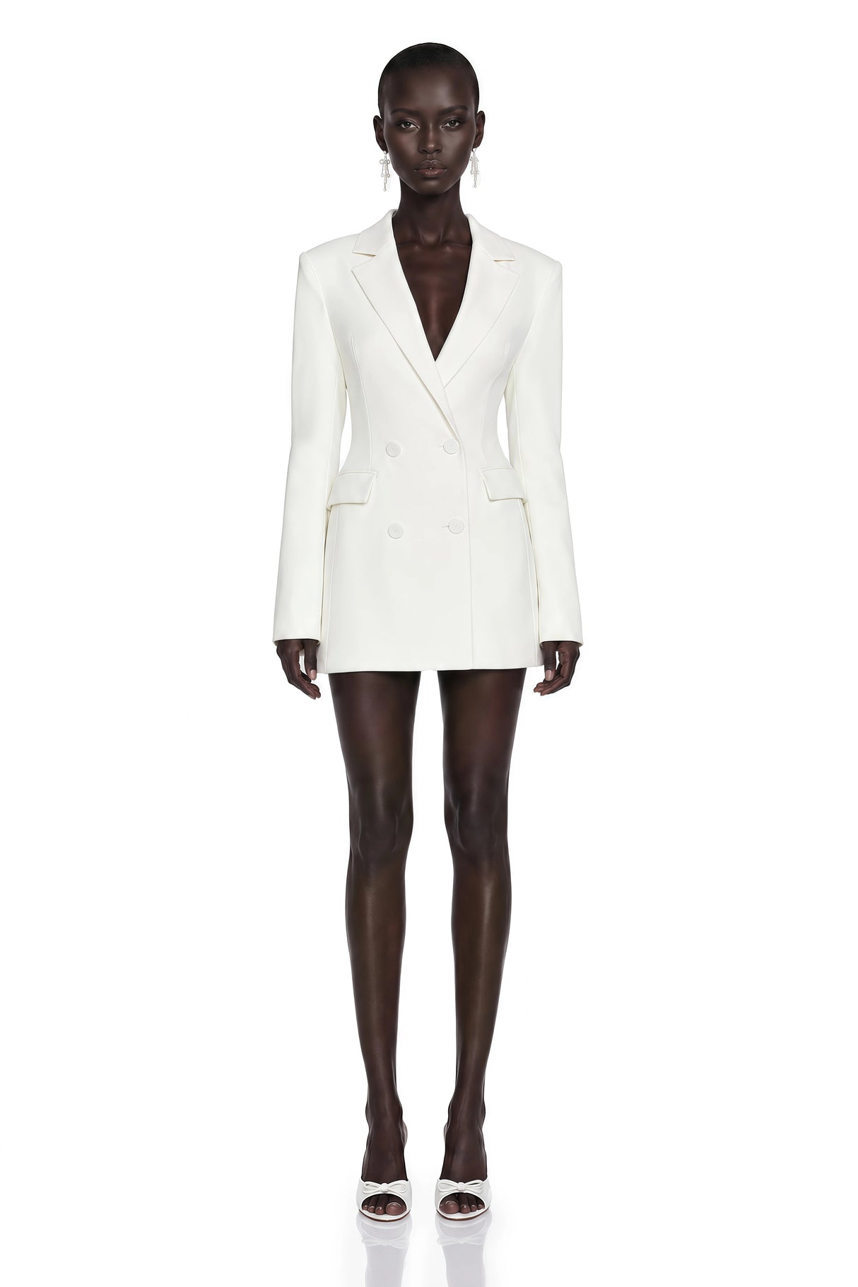 Osanne White Double Breasted Blazer Mini Dress