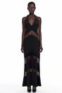 Otago Black Halterneck Maxi Dress with Lace Panels