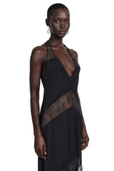 Otago Black Halterneck Maxi Dress with Lace Panels