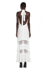 Otago White Halterneck Maxi Dress with Lace Panels