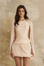 Othilie Neutral Cape Design Creased Mini Dress
