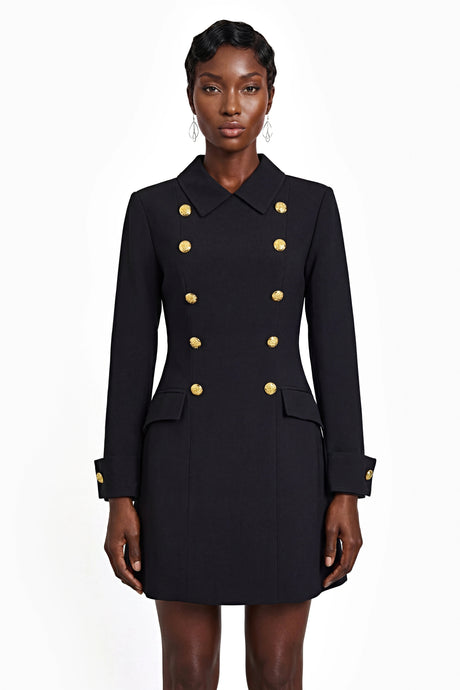 Charleigh Mini Dress Black with Metal Buckles
