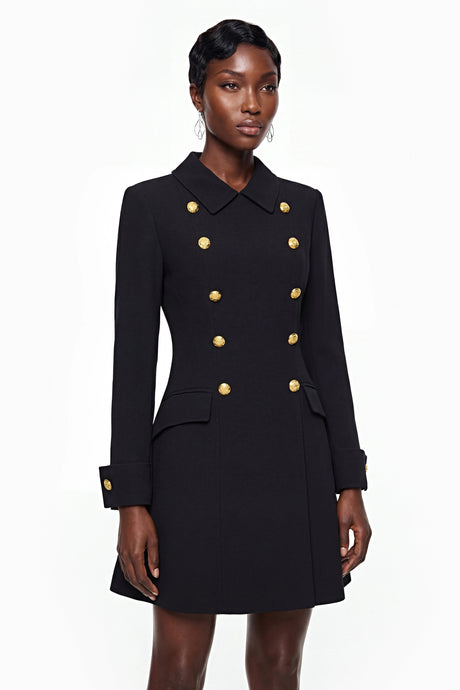 Charleigh Mini Dress Black with Metal Buckles
