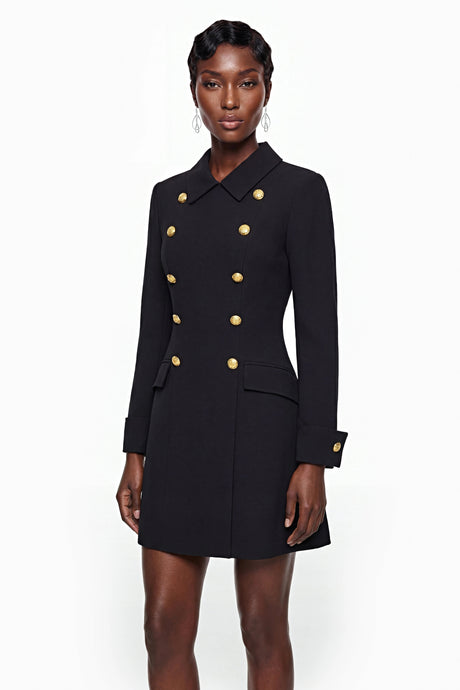 Charleigh Mini Dress Black with Metal Buckles