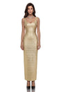 Ottilie Gold Metallic Foil Effect Maxi Dress
