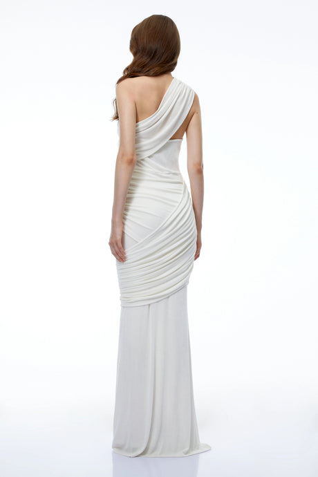 Allegra Maxi Dress White Off Shoulder Ruffled Fishtail