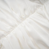 Palesa White Pleated Glossy Maxi Dress  Cape Set