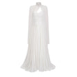 Palesa White Pleated Glossy Maxi Dress  Cape Set