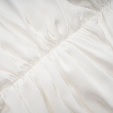 Miriana Maxi Dress White Pleated Glossy & Cape Set