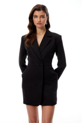 Pálína Black Structured Mini Blazer Dress
