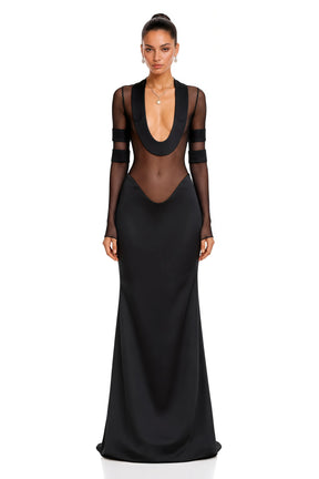 Panagiota Black MeshPanel Gown