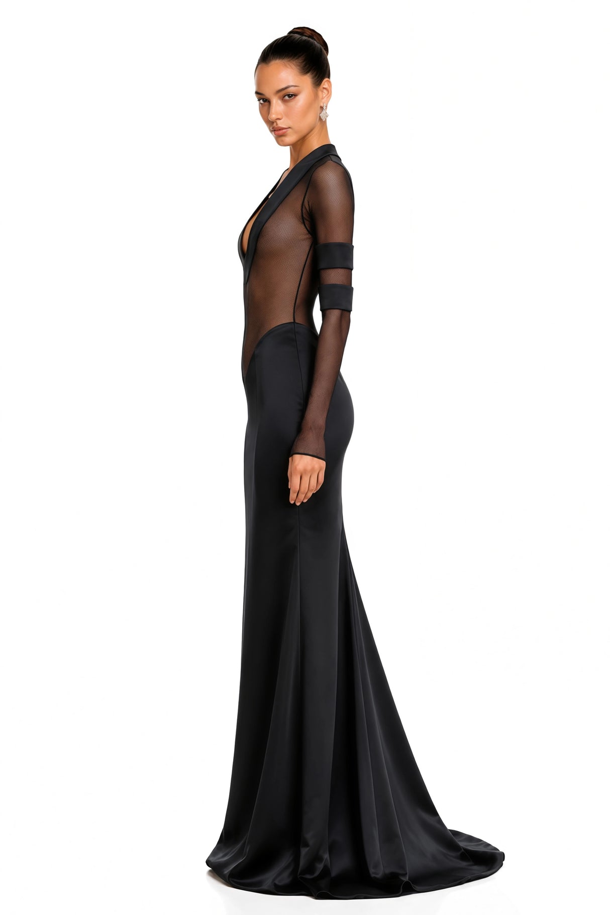 Panagiota Black MeshPanel Gown