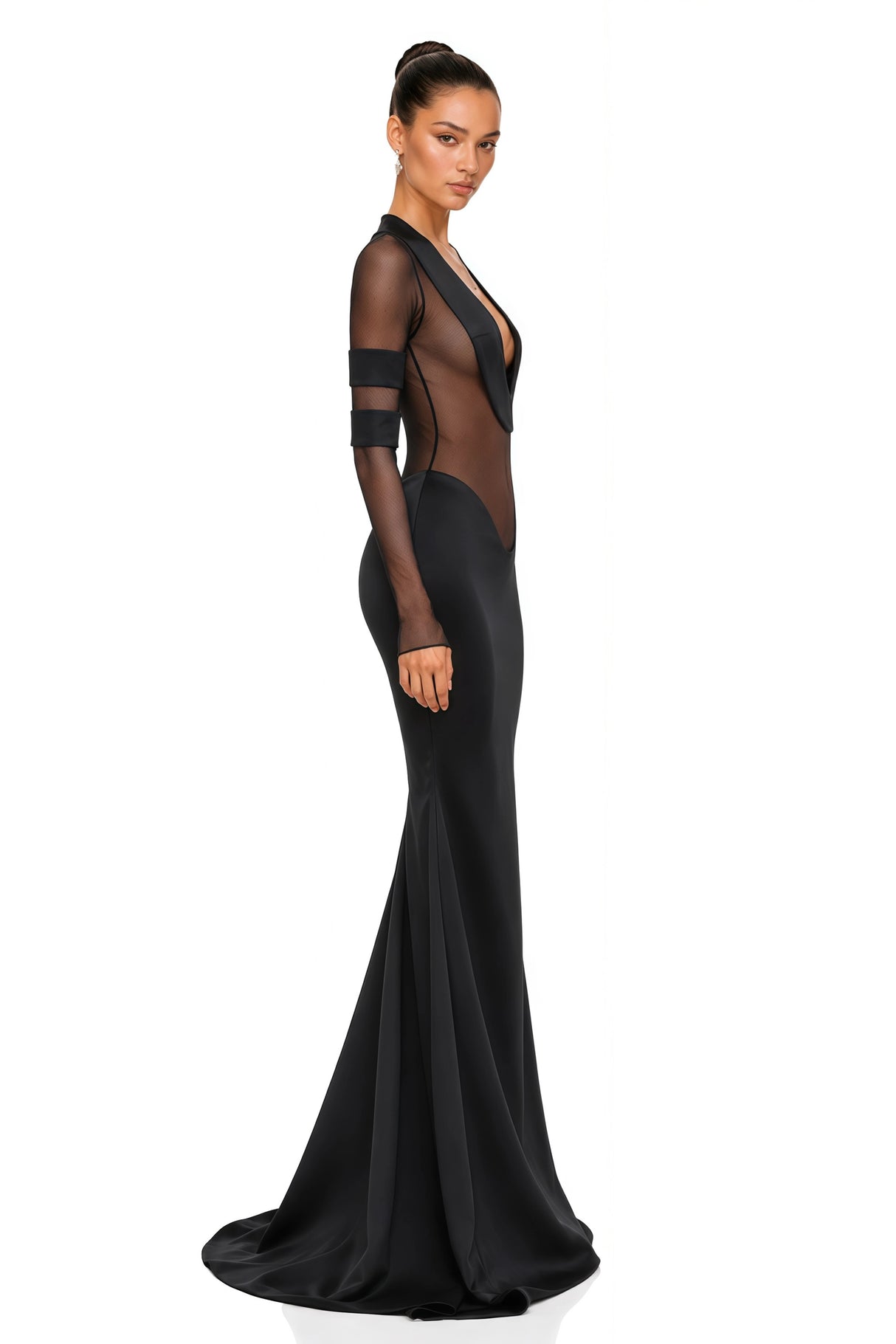 Panagiota Black MeshPanel Gown