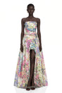 Parastoo Lavandula Floral Print Pleated Maxi Dress