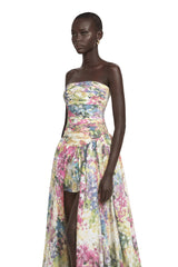 Parastoo Lavandula Floral Print Pleated Maxi Dress