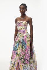 Parastoo Lavandula Floral Print Pleated Maxi Dress