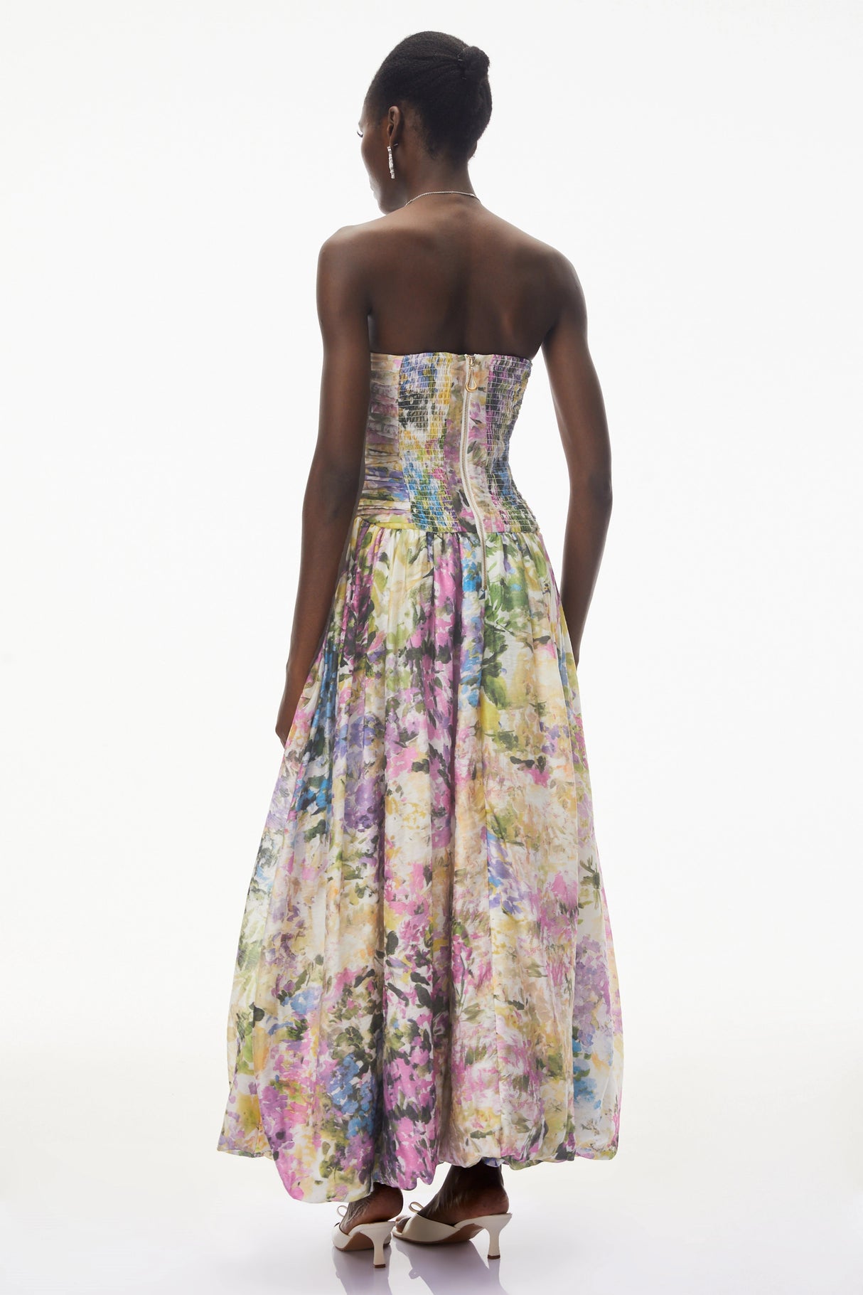 Parastoo Lavandula Floral Print Pleated Maxi Dress