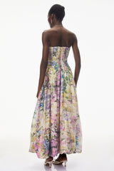 Parastoo Lavandula Floral Print Pleated Maxi Dress