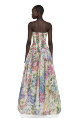 Parastoo Lavandula Floral Print Pleated Maxi Dress