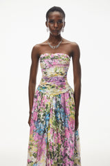 Parastoo Lavandula Floral Print Pleated Maxi Dress
